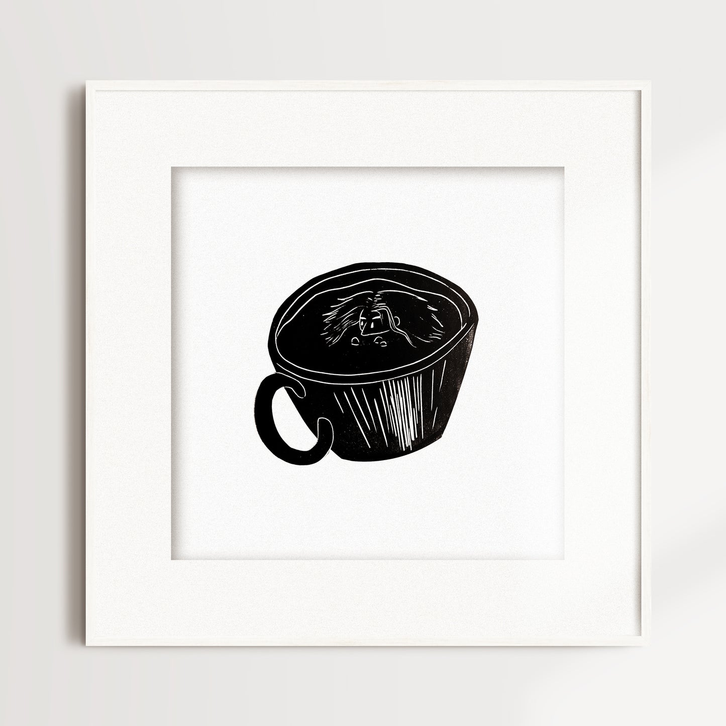 Baignade caféinée / Linogravure