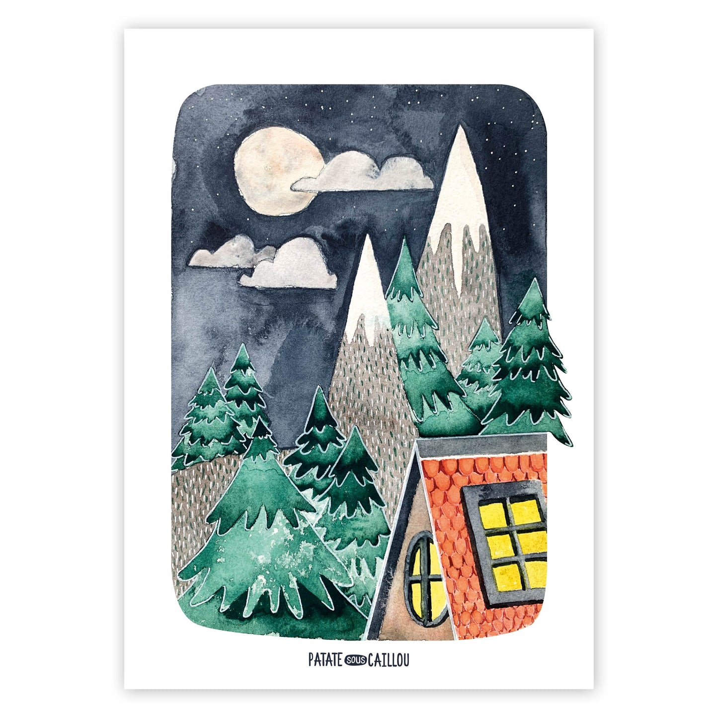 Maison dans la montagne / Aquarelle