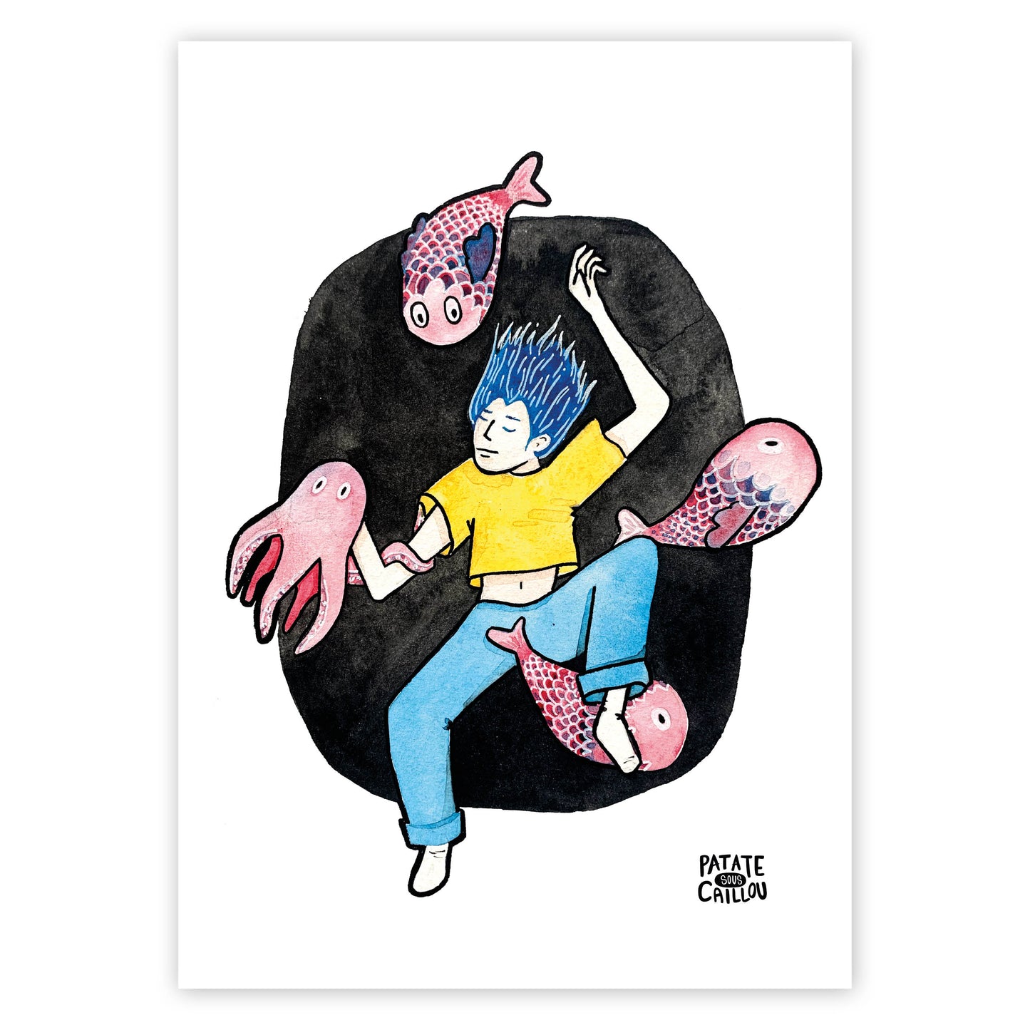 Pensées poissonneuses / Aquarelle