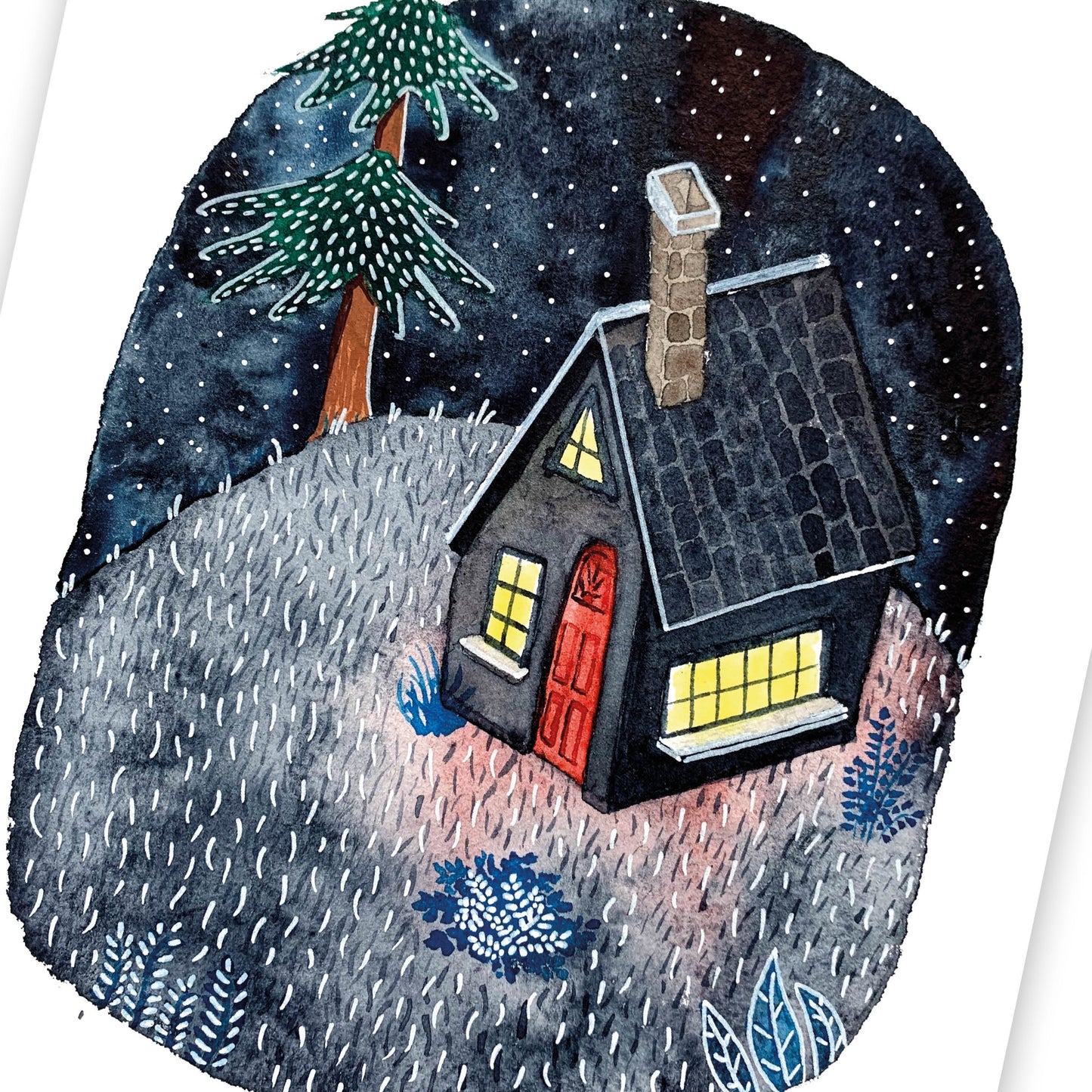 Maison dans la forêt / Aquarelle